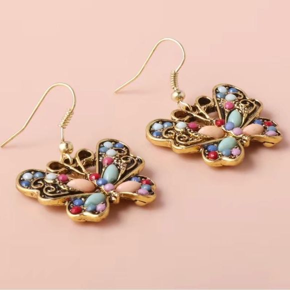 NEW … VINTAGE BUTTERFLY EARRINGS - Picture 3 of 6